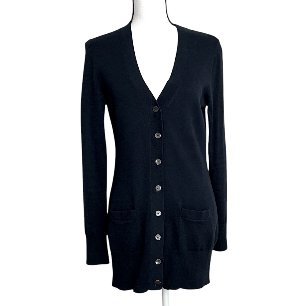 Brooks Brothers Blue Navy Cardigan Sweater V-Neck Long Sleeve